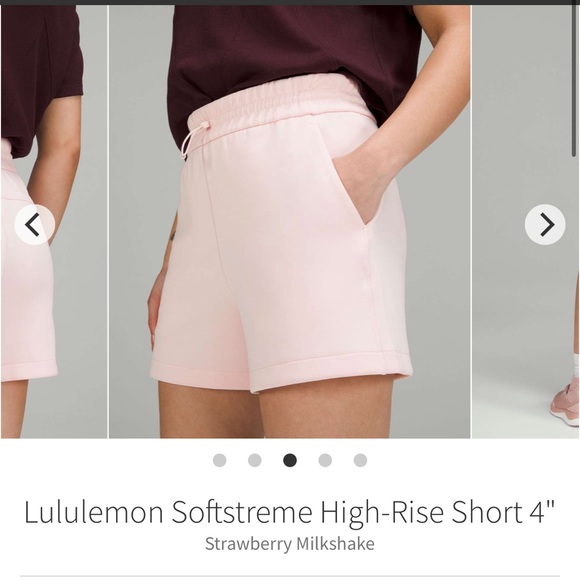LULULEMON SOFTSTREME HR SHORTS 4” STRAWBERRY MILKSHAKE SIZE 6